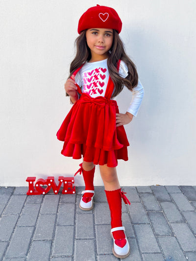 Little Velvet Valentine Overall Skirt Set