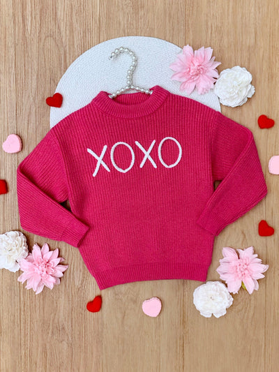 "XOXO" Embroidered Chunky Knit Sweater