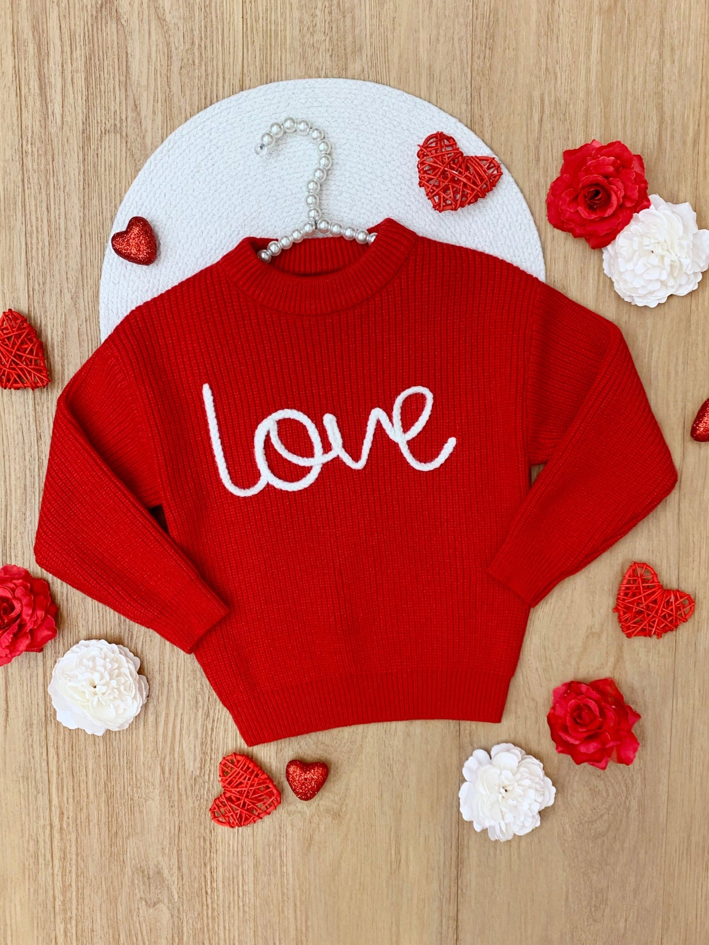 "Love" At First Sight Embroidered Chunky Knit Sweater