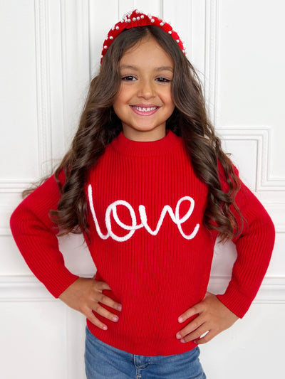 "Love" At First Sight Embroidered Chunky Knit Sweater