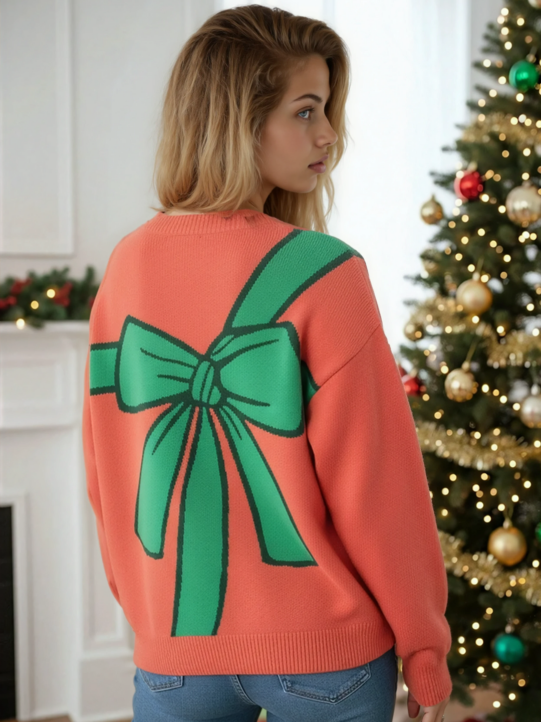 Bow wrap Christmas sweater