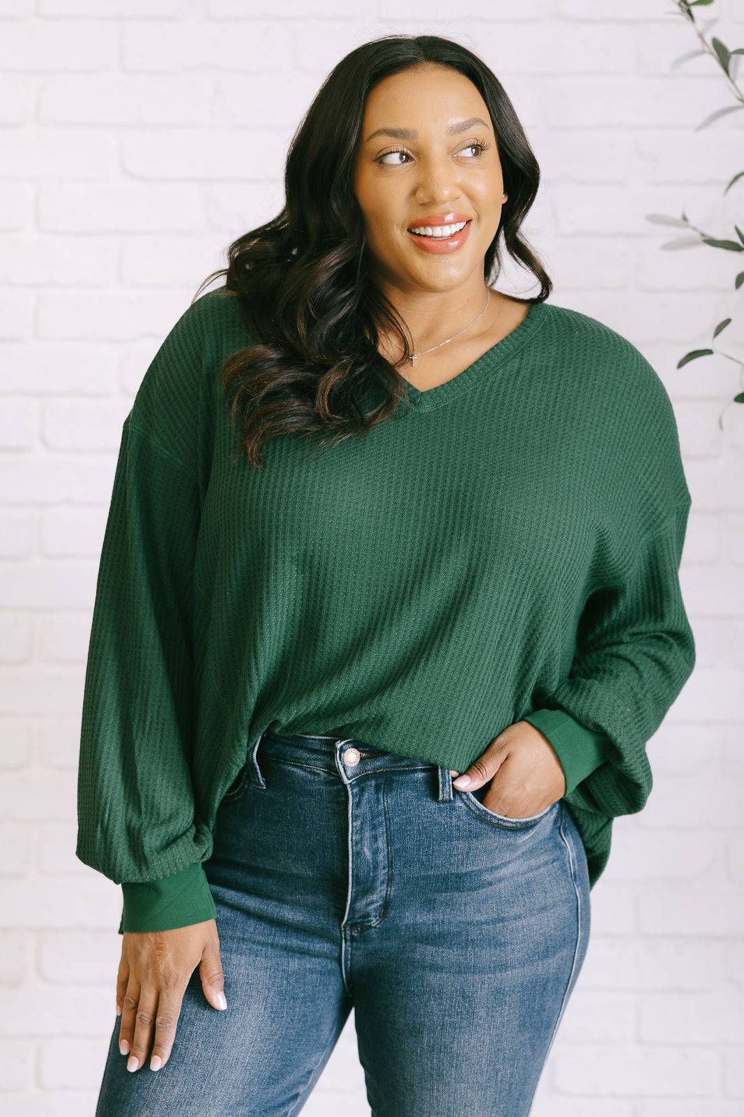 Good Things Are Coming V-Neck Top in Green