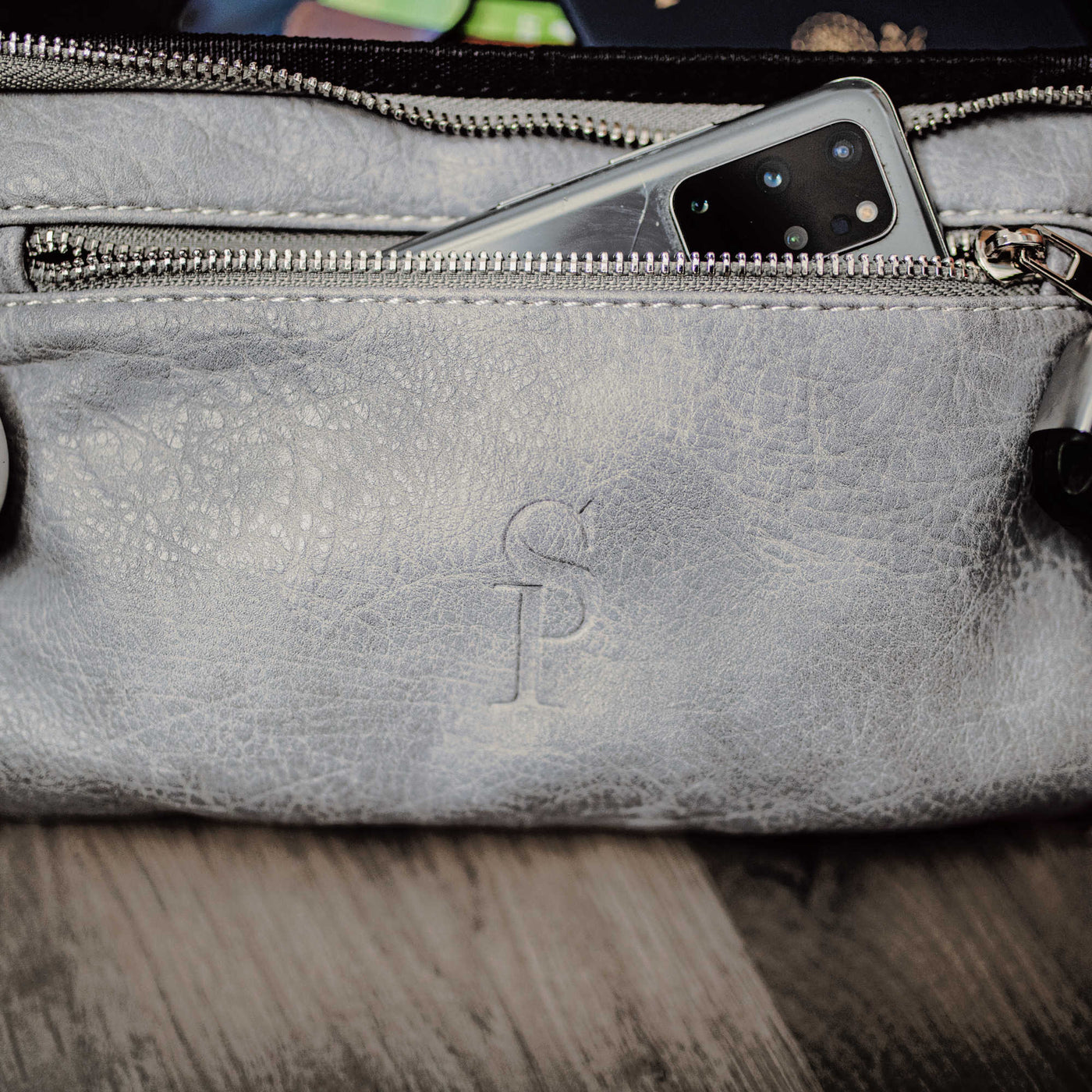 Grey Luciano Leather Sling Bag