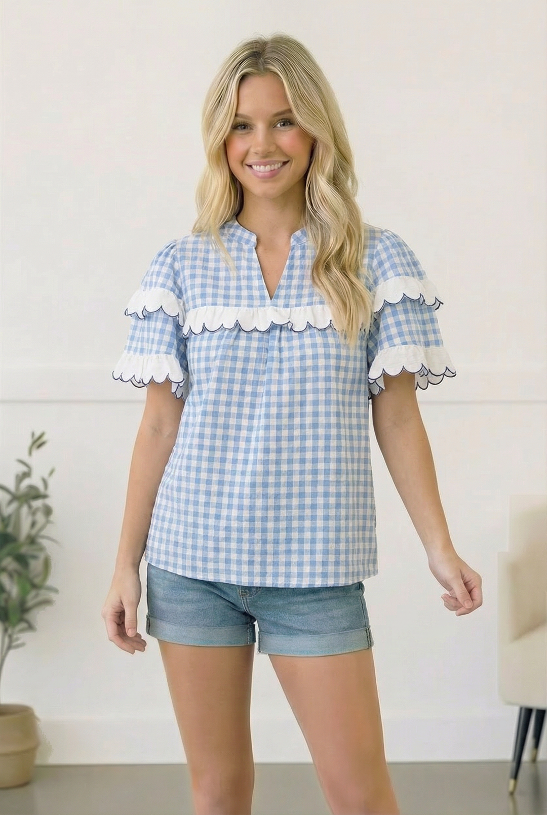 Sweet Meadow Cotton Gingham Top