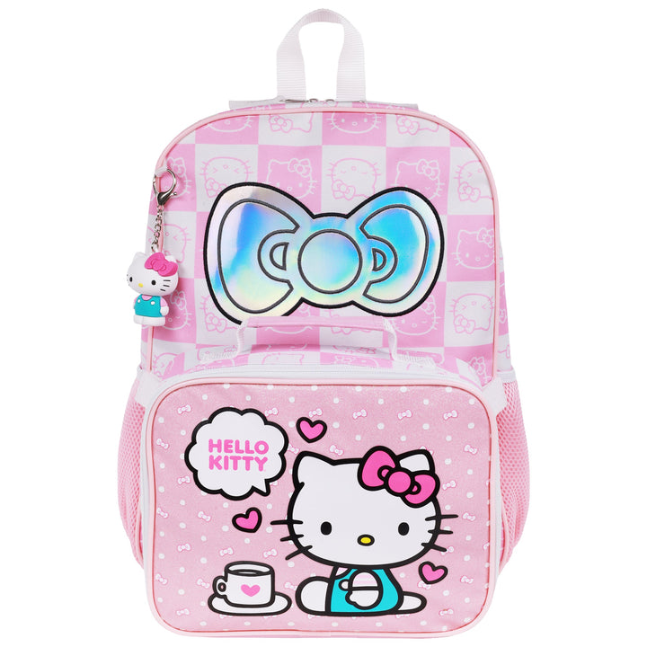 Hello Kitty All-Over Print Backpack with Detachable Lunchbox & 3D Charm