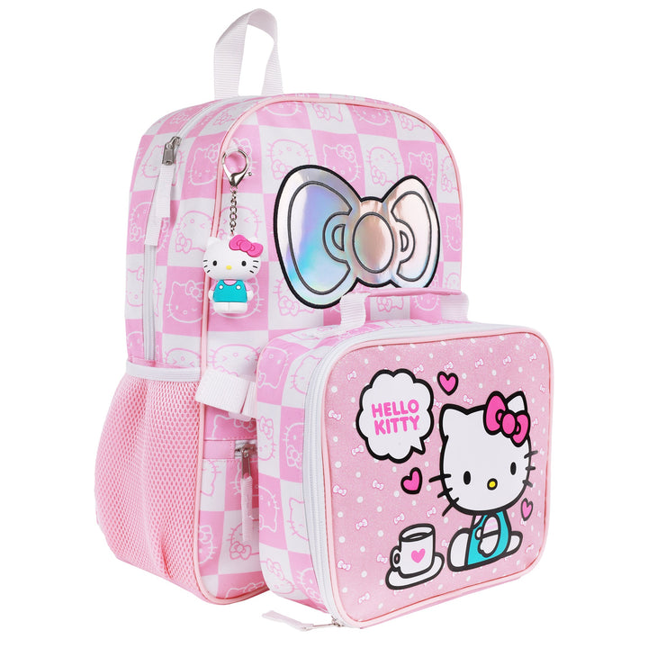 Hello Kitty All-Over Print Backpack with Detachable Lunchbox & 3D Charm