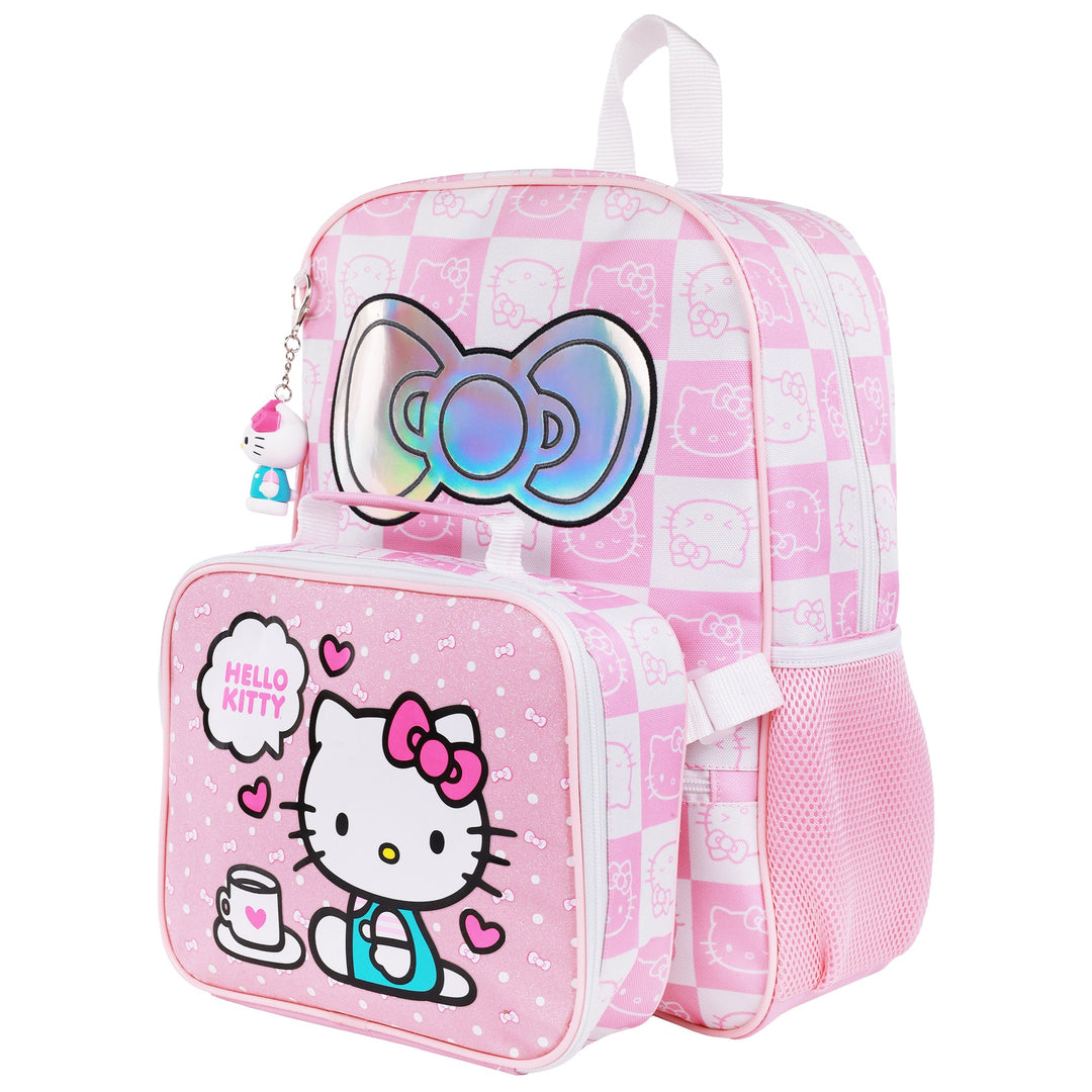 Hello Kitty All-Over Print Backpack with Detachable Lunchbox & 3D Charm