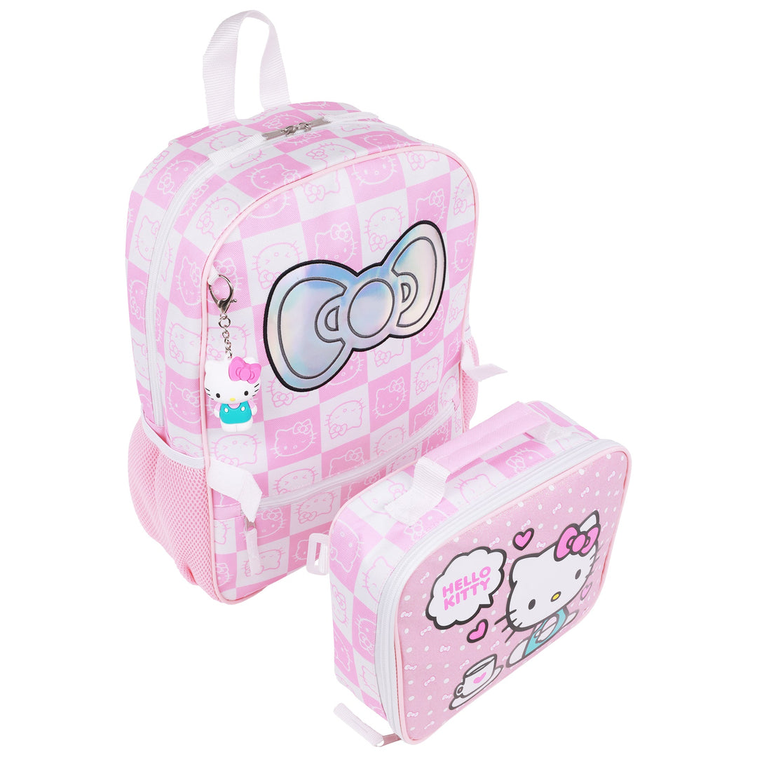Hello Kitty All-Over Print Backpack with Detachable Lunchbox & 3D Charm