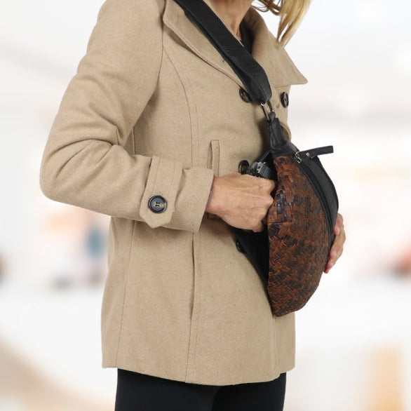 Concealed Carry Haisley Woven Magnetic Leather Sling by Lady Conceal