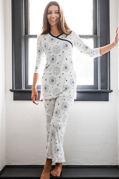 Haley Crossover Front 3/4 Sleeve Bamboo Pajama Set