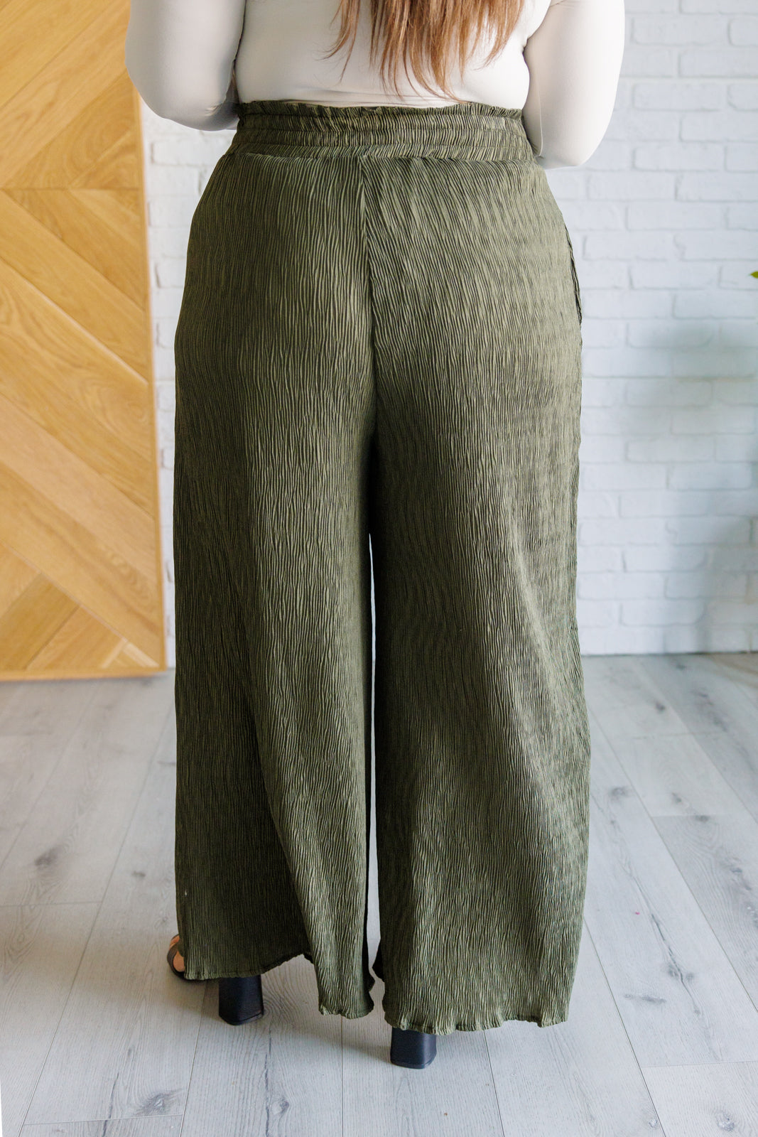 Harmony High Rise Wide Pants in Olive