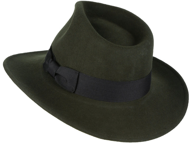 Sakkas Flynn Grosgrain Bow Wide Brim Wool Fedora