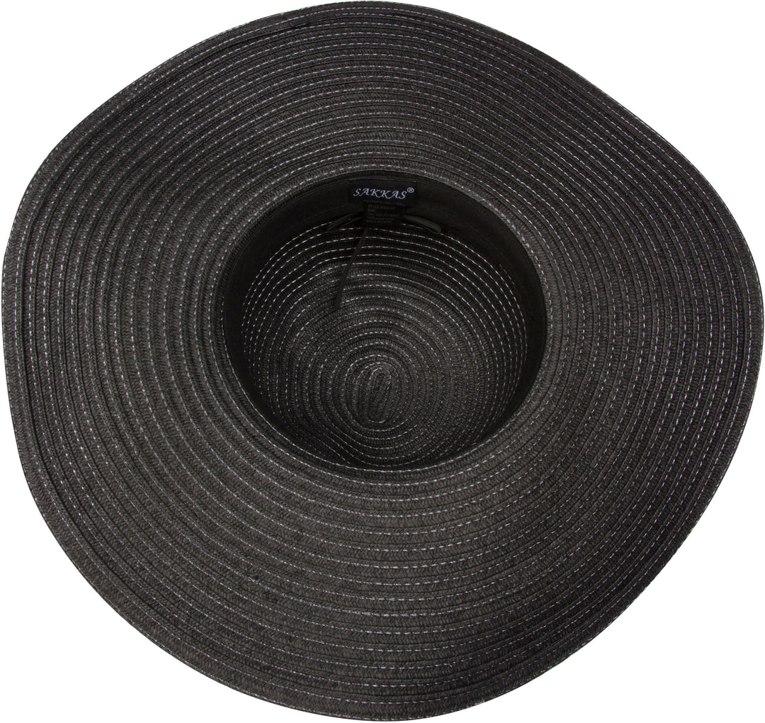 Sakkas Bella UPF 50+ 100% Paper Straw Flower Accent Wide Brim Floppy Hat