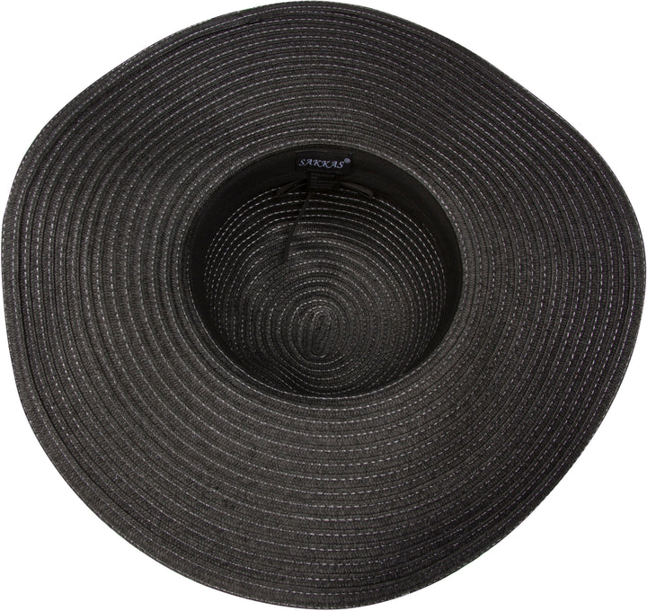 Sakkas Bella UPF 50+ 100% Paper Straw Flower Accent Wide Brim Floppy Hat