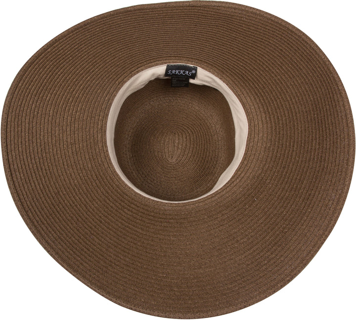Sakkas Bella UPF 50+ 100% Paper Straw Flower Accent Wide Brim Floppy Hat