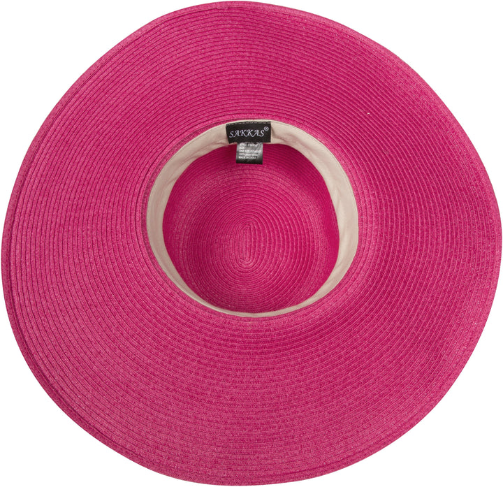 Sakkas Bella UPF 50+ 100% Paper Straw Flower Accent Wide Brim Floppy Hat
