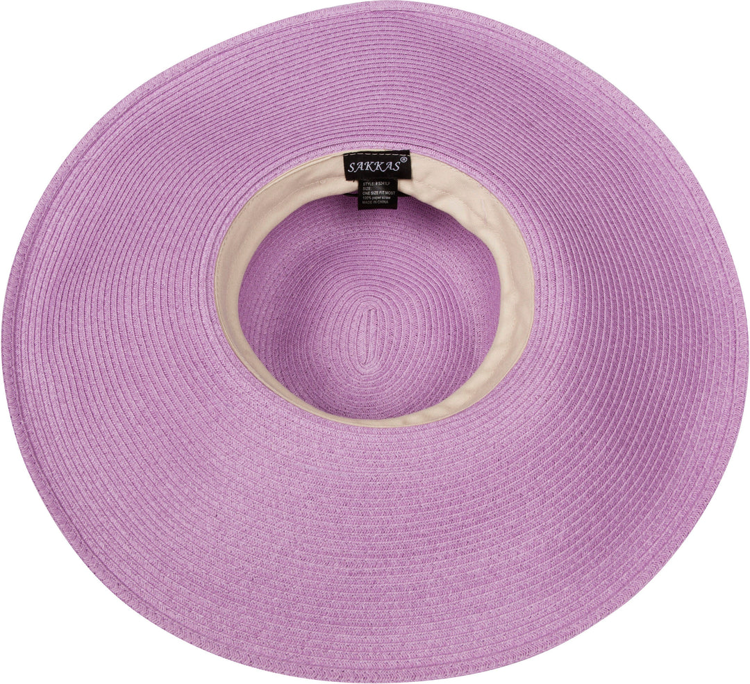 Sakkas Bella UPF 50+ 100% Paper Straw Flower Accent Wide Brim Floppy Hat