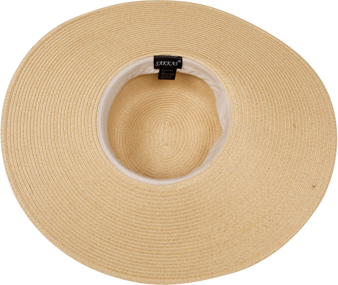 Sakkas Bella UPF 50+ 100% Paper Straw Flower Accent Wide Brim Floppy Hat