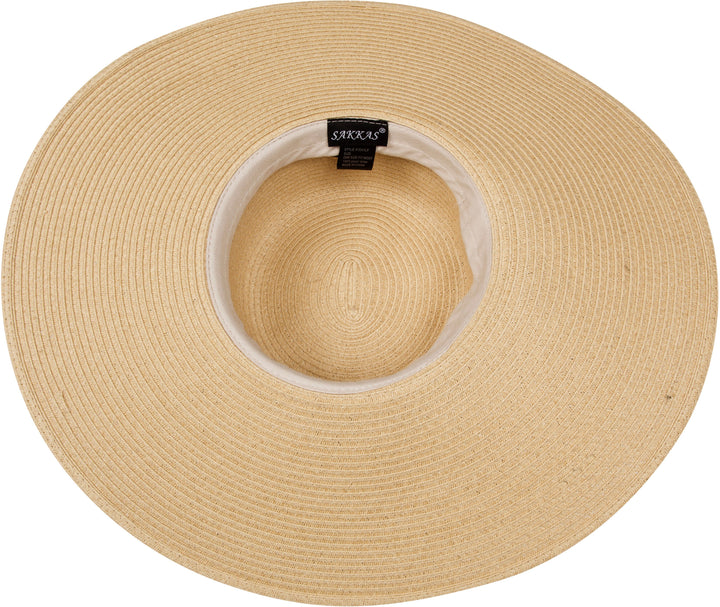 Sakkas Bella UPF 50+ 100% Paper Straw Flower Accent Wide Brim Floppy Hat