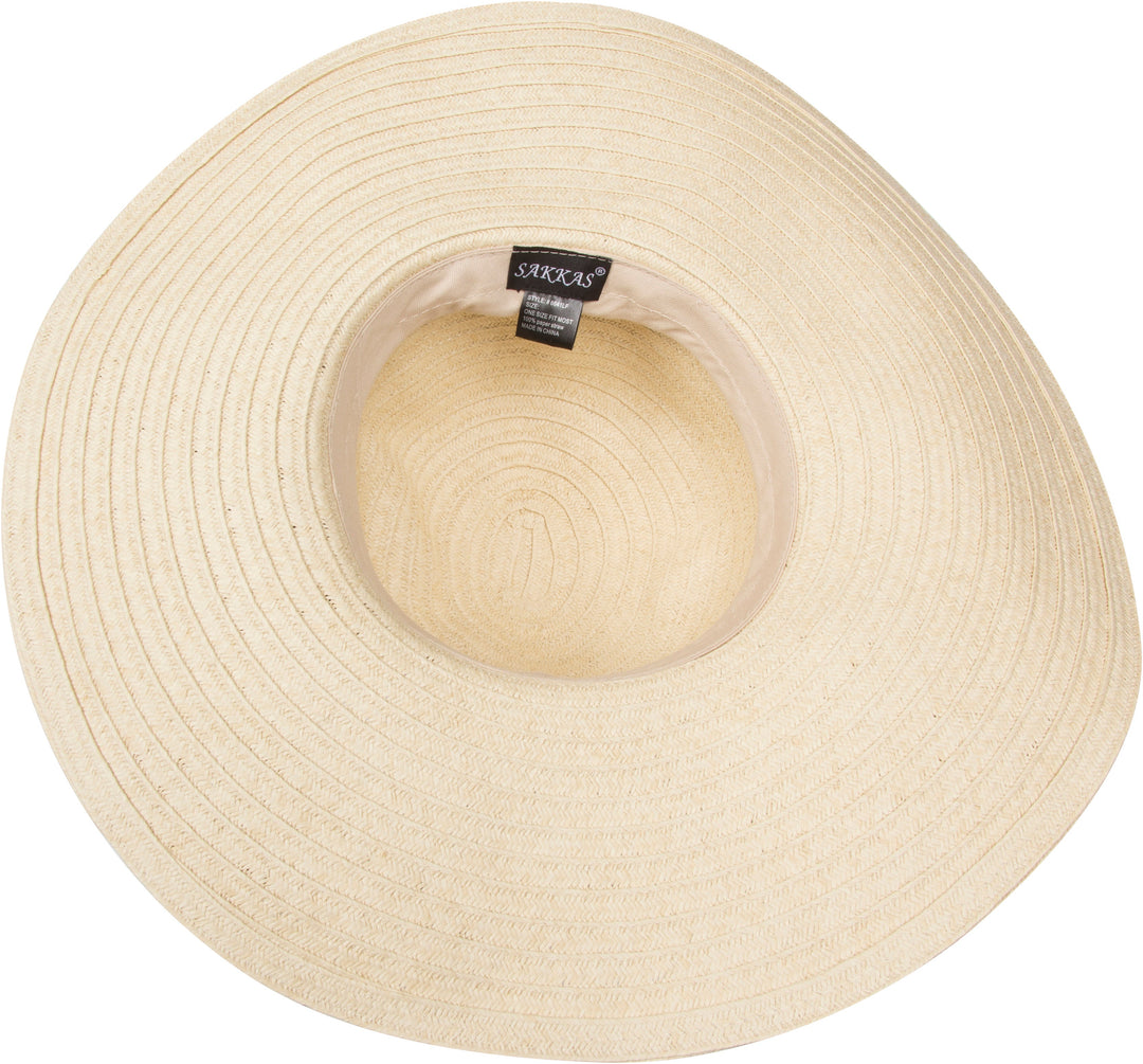Sakkas Daisy UPF 50+ 100% Paper Straw Flower Accent Wide Brim Floppy Hat