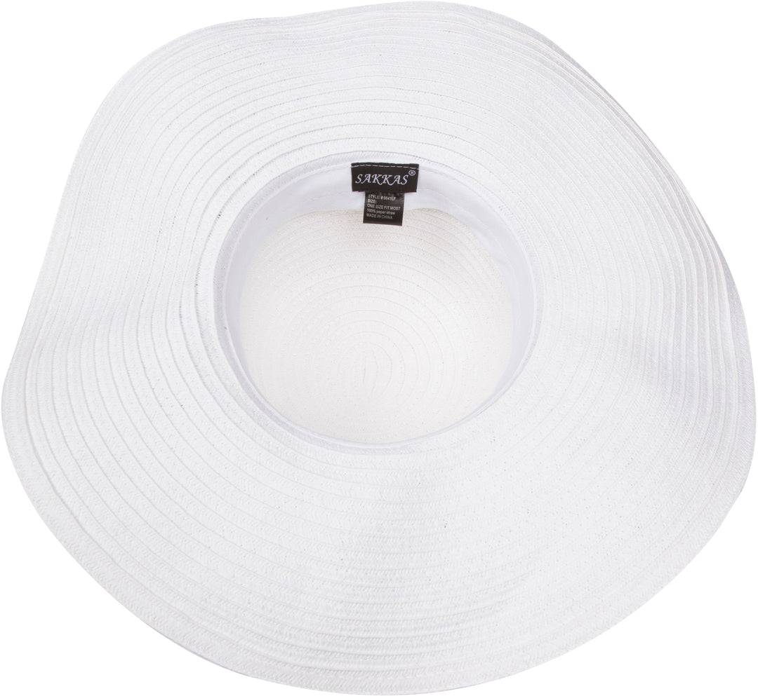 Sakkas Daisy UPF 50+ 100% Paper Straw Flower Accent Wide Brim Floppy Hat