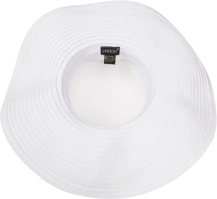 Sakkas Daisy UPF 50+ 100% Paper Straw Flower Accent Wide Brim Floppy Hat