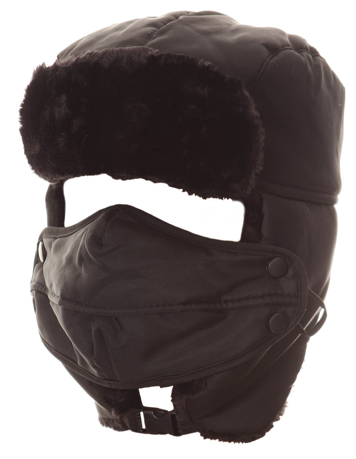 Sakkas Esty Ushanka Trapper Hat Adjustable Buckle Faux Fur Lined Winter Aviator Russian Hat Removable Mask for Men & Women