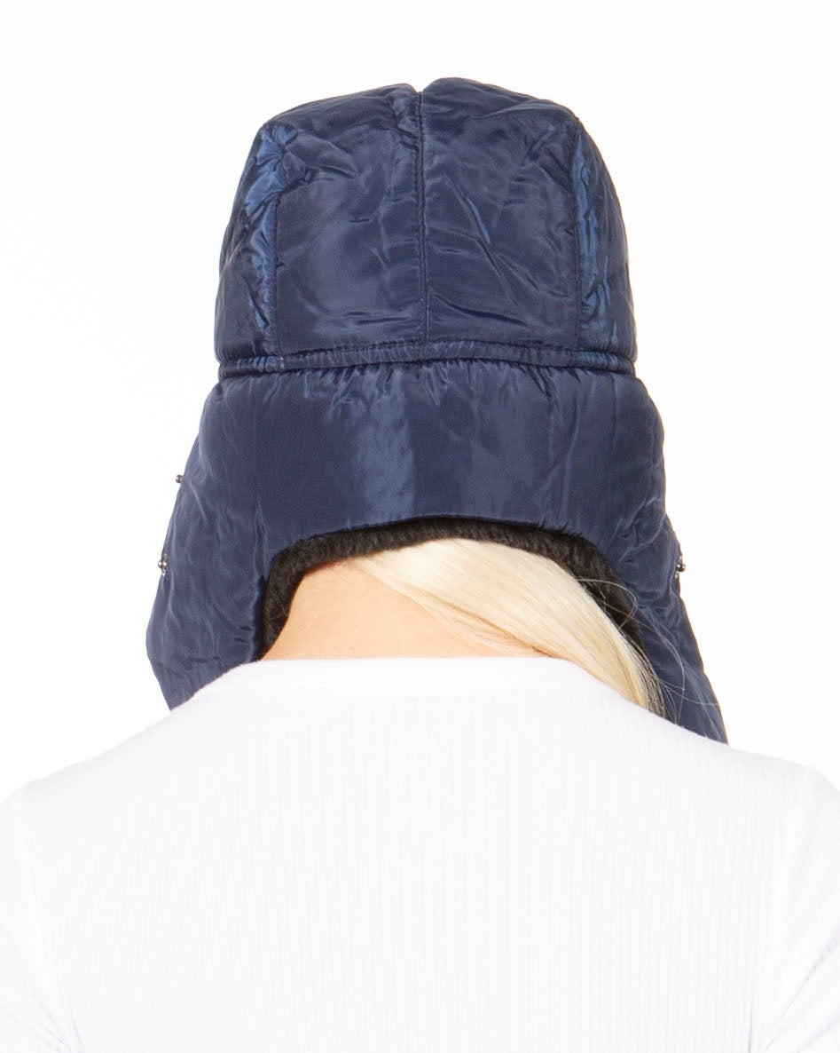 Sakkas Esty Ushanka Trapper Hat Adjustable Buckle Faux Fur Lined Winter Aviator Russian Hat Removable Mask for Men & Women