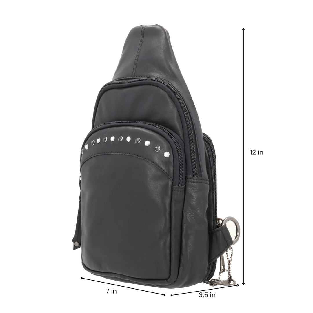 Concealed Carry Haven Sling Leather Backpack by Lady Conceal