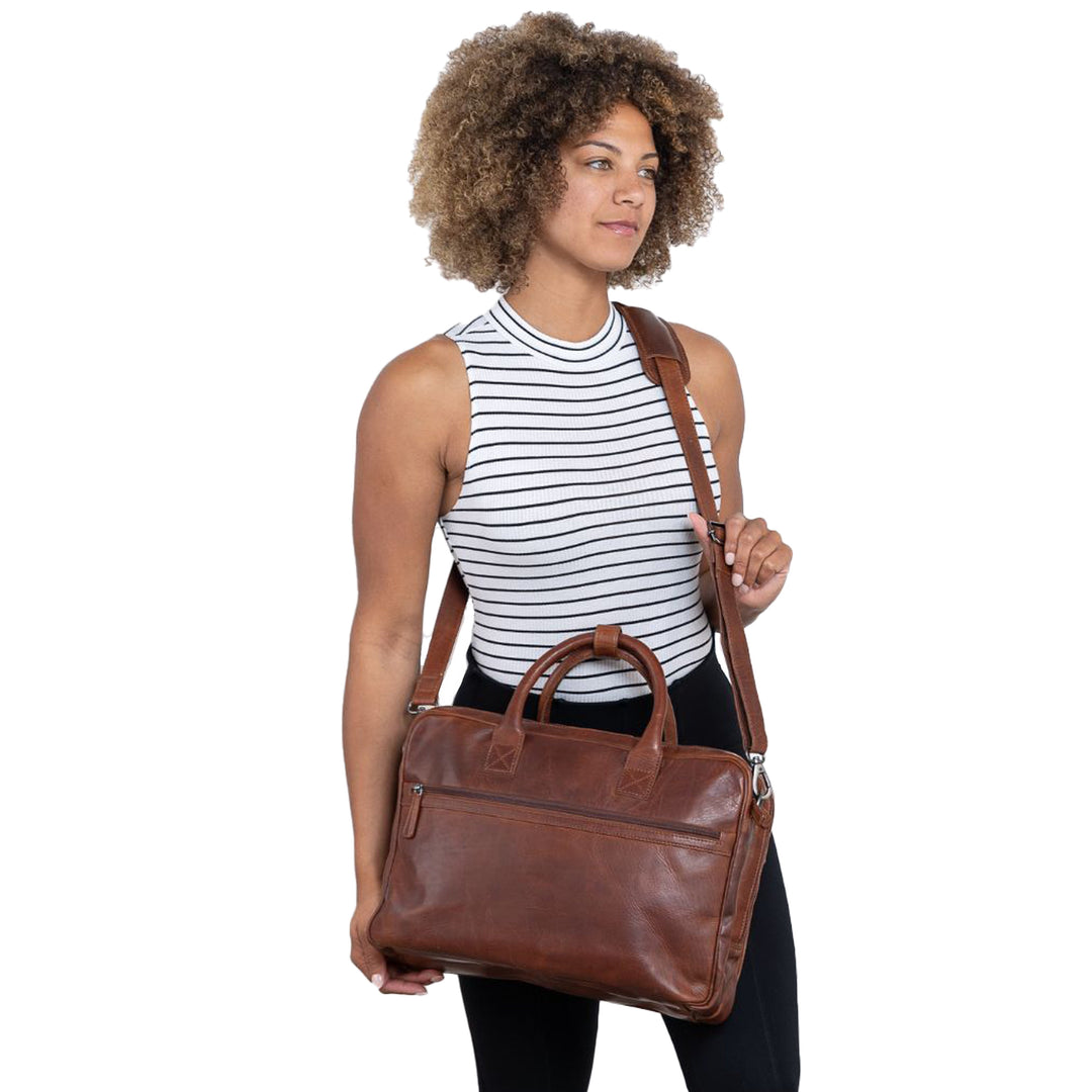 Concealed Carry Hayden Leather Computer Briefcase with RFID Organizer by Lady Conceal — Large CCW Bag Preferred by Men, Fits Laptops &amp; Full-Size Handguns