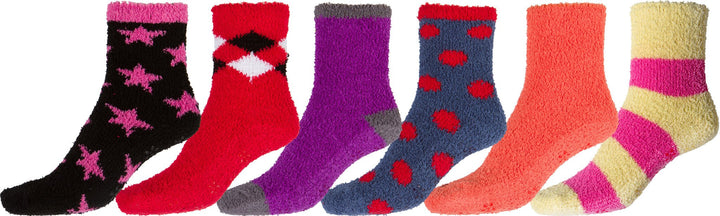 Sakkas Super Soft Anti-Slip Fuzzy Ankle Socks Value Assorted 6-Pack