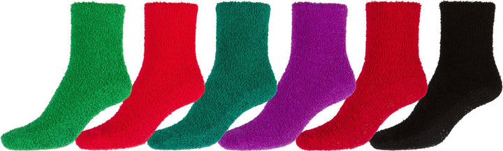 Sakkas Super Soft Anti-Slip Fuzzy Ankle Socks Value Assorted 6-Pack