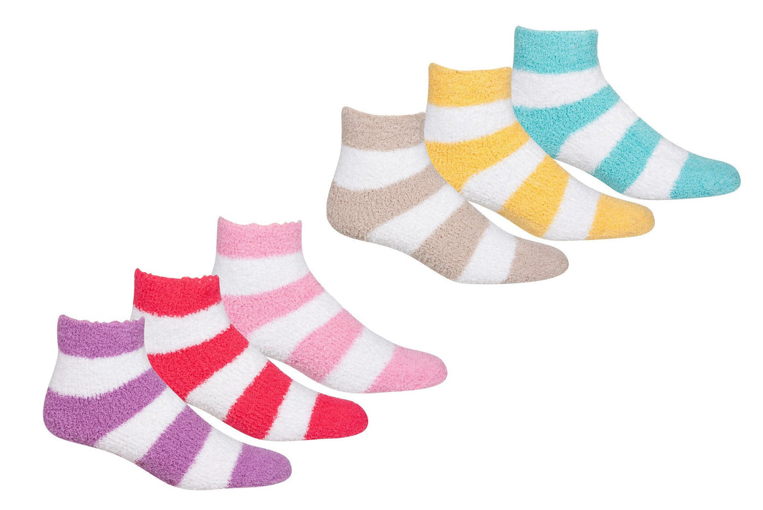 Sakkas Super Soft Anti-Slip Fuzzy Ankle Socks Value Assorted 6-Pack