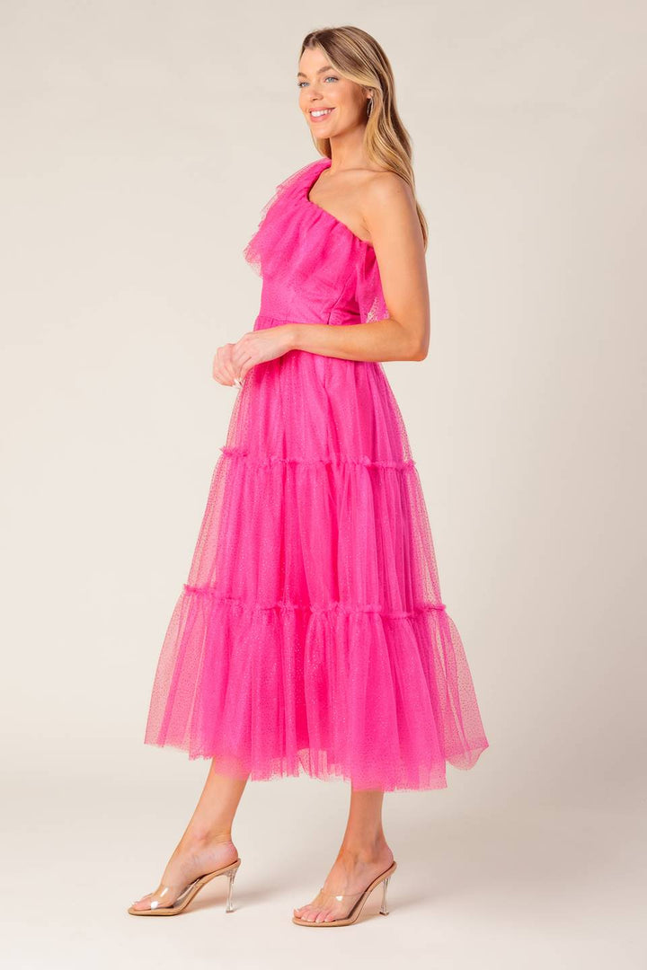 SOME FRESH AIR FUCHSIA TULLE MIDI DRESS