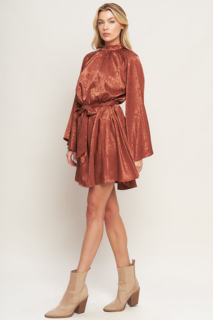 BY ANY MEANS WOVEN SATIN MINI DRESS