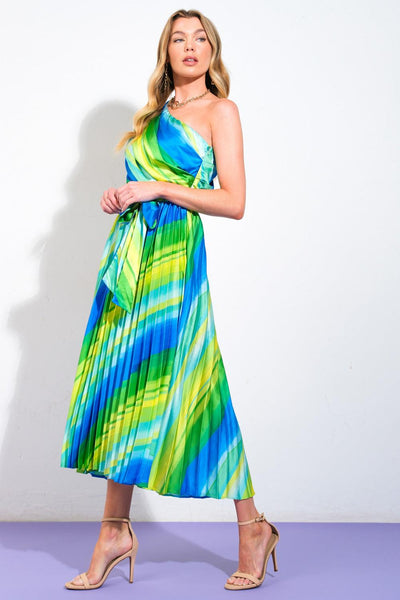 EXUBERANT ELEGANCE WOVEN MIDI DRESS