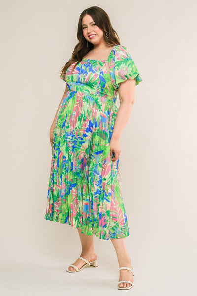 HIGH TIDE HEAVEN IN LOVELY BLOSSOMS WOVEN MIDI DRESS