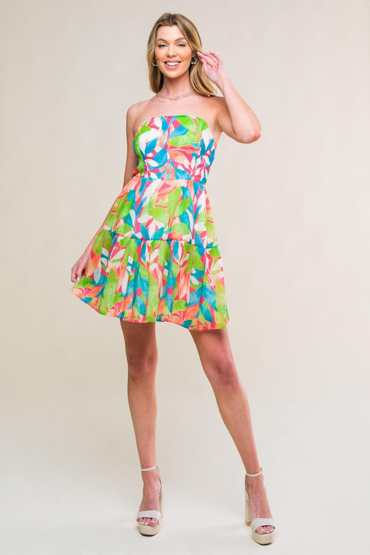 PRISTINE PRESENCE WOVEN MINI DRESS