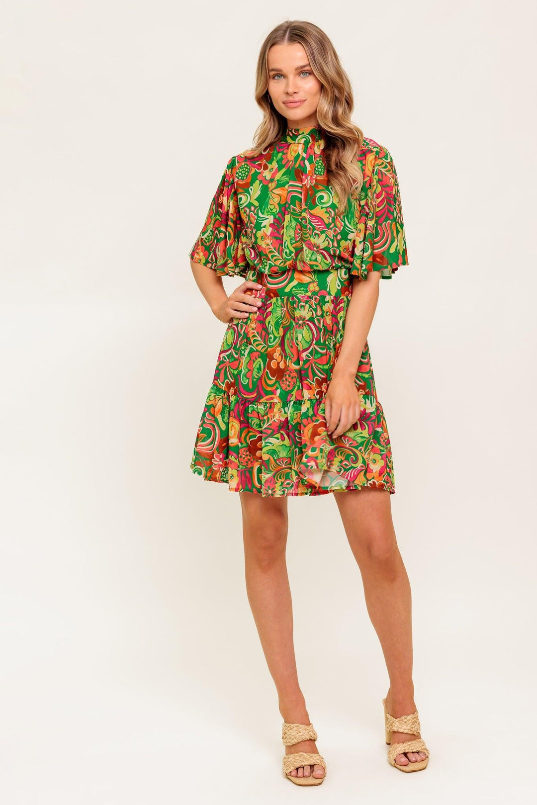 CLEAN AESTHETIC WOVEN MINI DRESS