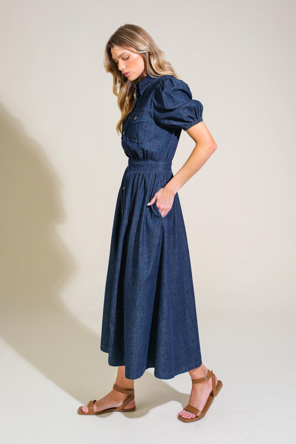 GET THE LOOK DENIM MIDI DRESS