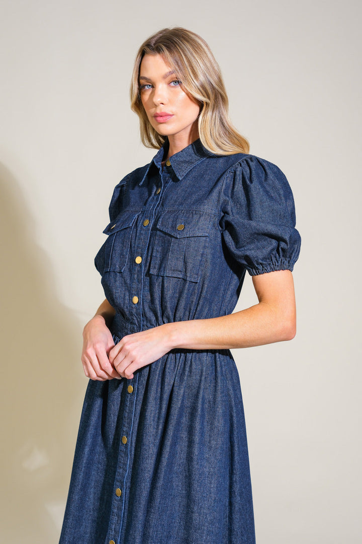 GET THE LOOK DENIM MIDI DRESS