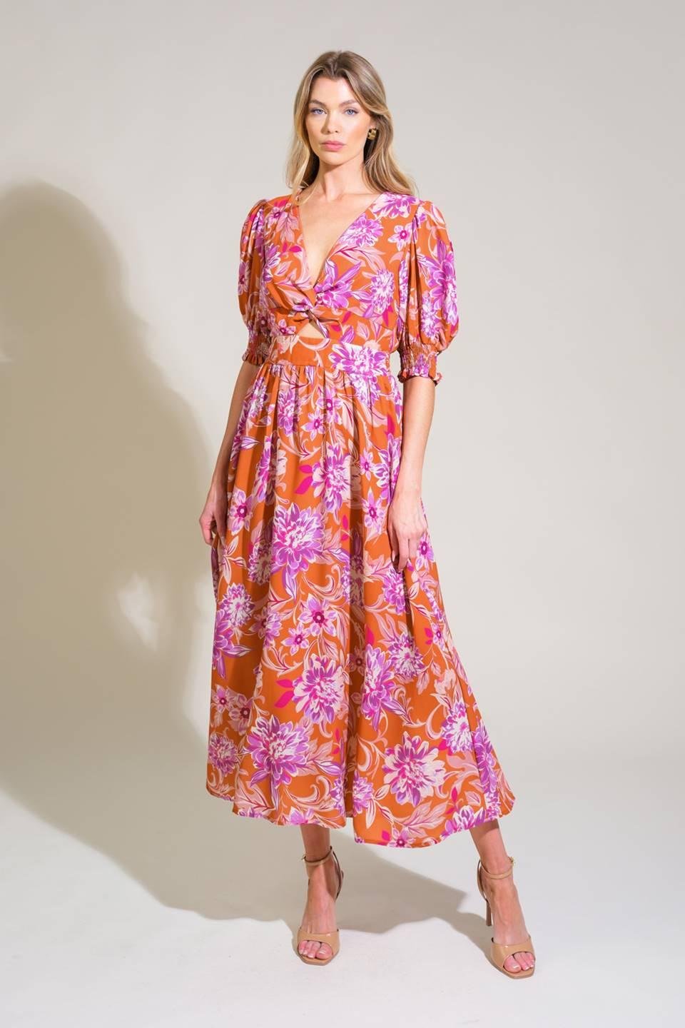 MEADOW SERENADE WOVEN MIDI DRESS