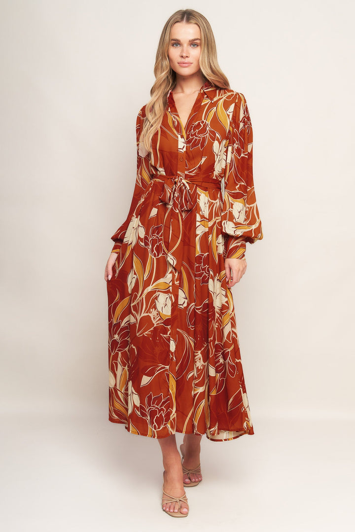 BLOOMING RADIANCE WOVEN MIDI DRESS