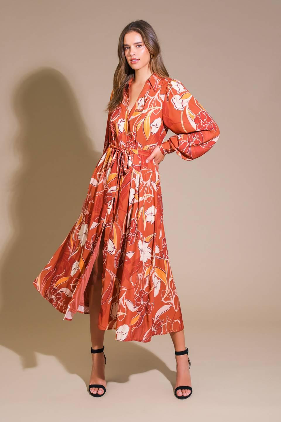 BLOOMING RADIANCE WOVEN MIDI DRESS