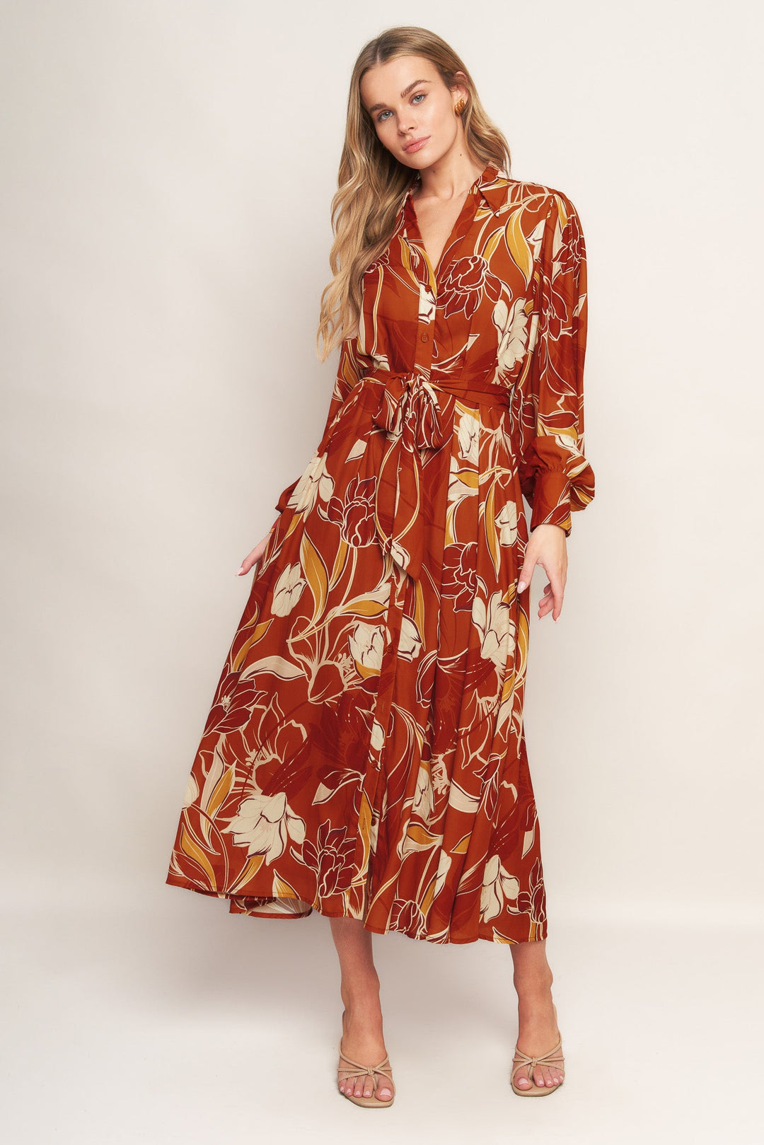 BLOOMING RADIANCE WOVEN MIDI DRESS