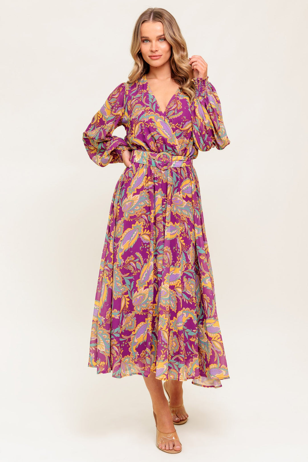 GOING WITH ELEGANCE WOVEN MIDI DRESS