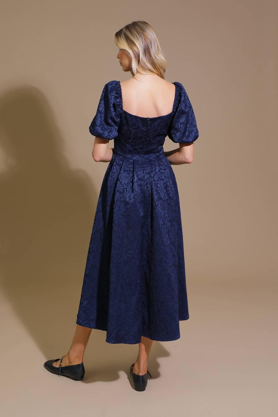 TRY AND TRY AGAIN JACQUARD WOVEN MIDI DRESS