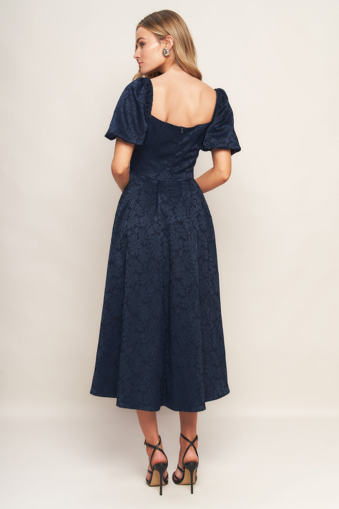 TRY AND TRY AGAIN JACQUARD WOVEN MIDI DRESS