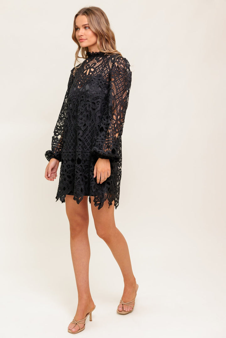 GETTING STARTED WOVEN LACE MINI DRESS