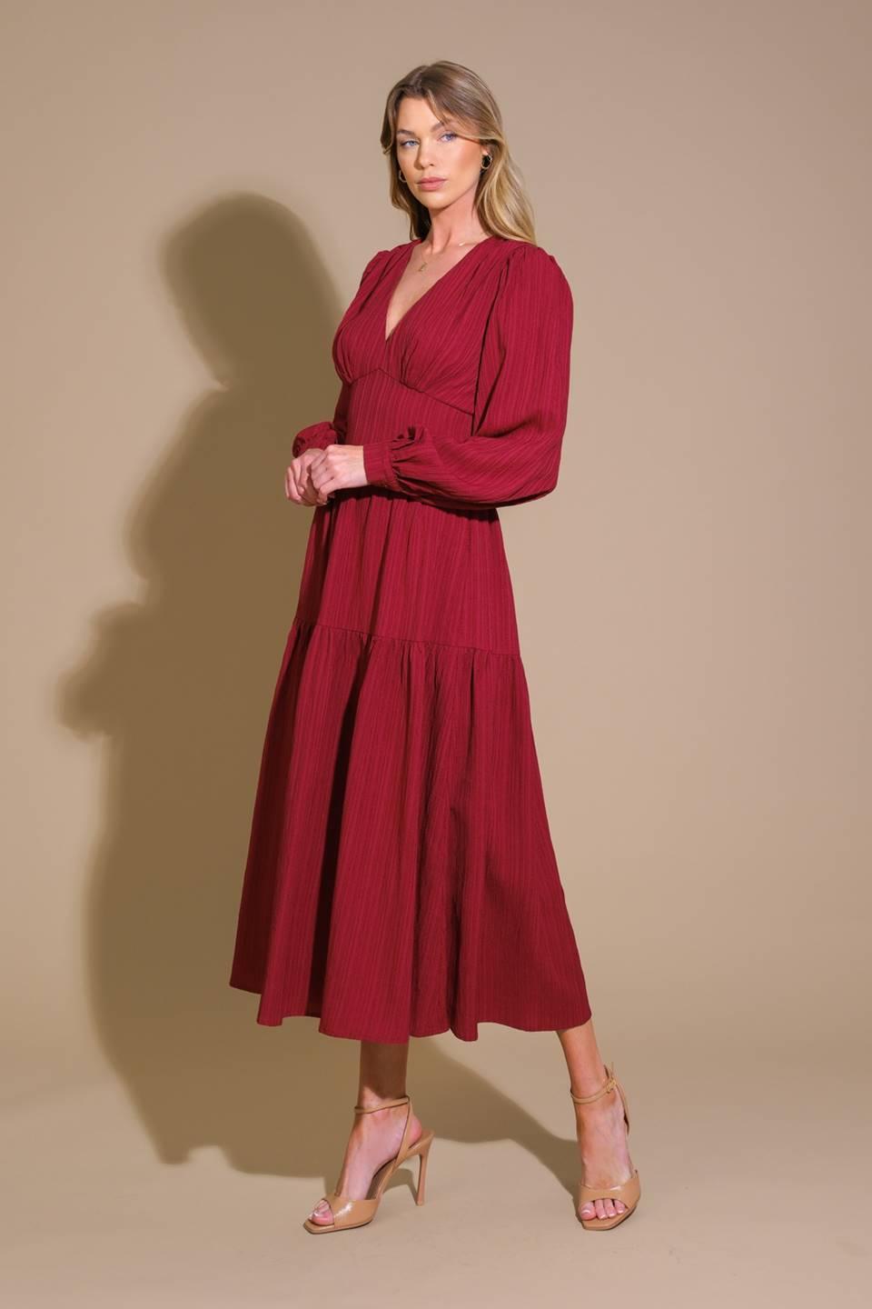 POSH PRESENCE WOVEN MIDI DRESS